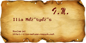 Ilia Mátyás névjegykártya